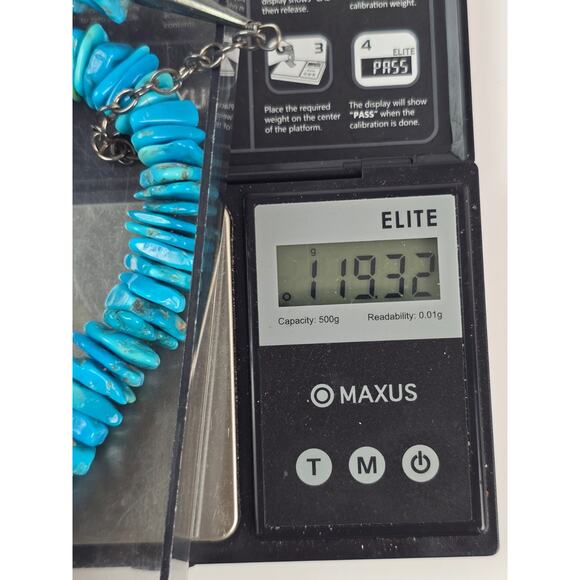 Large Carolyn Pollack Chip Turquoise Graduated Necklace 18" - 21" heavy piece - Picture 15 of 15